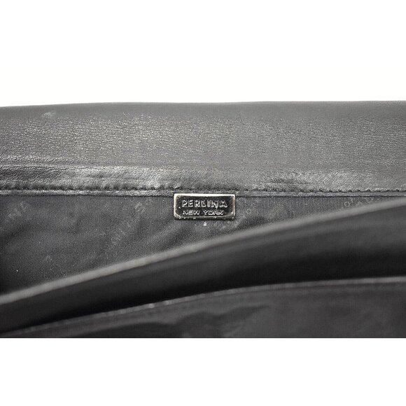 Vintage Perlina Soft Black Leather Crossbody Organizer Wallet Purse All-In-One - Picture 11 of 14